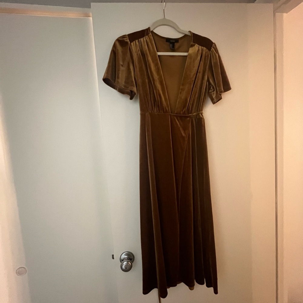 Gold velvet wrap dress